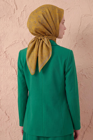 Soft Eşarp Lina Flora Olive 90x90 - Soft Eşarp - | Silk Home