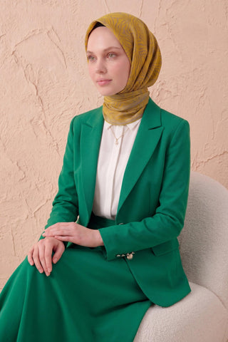 Soft Eşarp Lina Flora Olive 90x90 - Soft Eşarp - | Silk Home