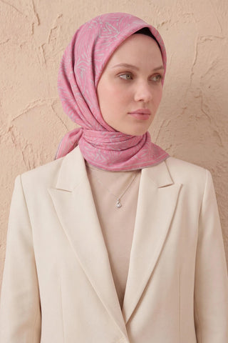 Soft Eşarp Lina Flora Pembe 90x90 - Soft Eşarp - | Silk Home