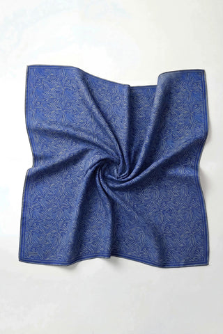 Soft Eşarp Lina Flora Saks Mavi 90x90 - Soft Eşarp - | Silk Home