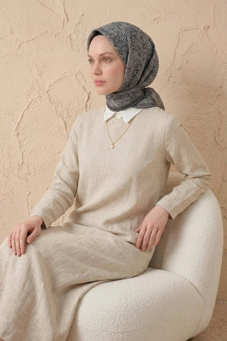 Soft Eşarp Lina Flora Siyah Beyaz 90x90 - Soft Eşarp - | Silk Home