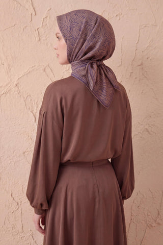 Soft Eşarp Lina Flora Soluk Mor 90x90 - Soft Eşarp - | Silk Home