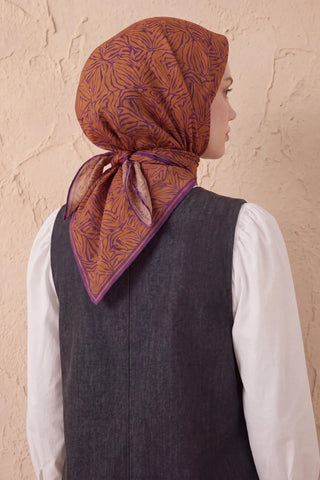 Soft Eşarp Lina Flora Taba 90x90 - Soft Eşarp - | Silk Home