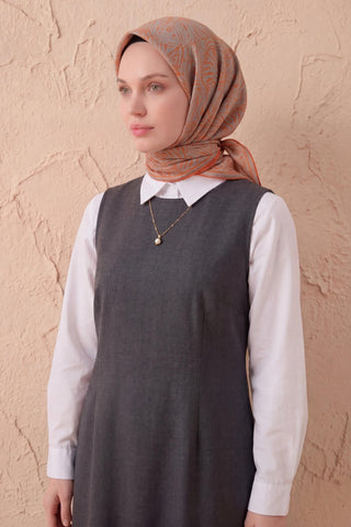 Soft Eşarp Lina Flora Turuncu 90x90 - Soft Eşarp - | Silk Home