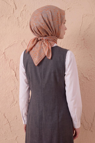 Soft Eşarp Lina Flora Turuncu 90x90 - Soft Eşarp - | Silk Home