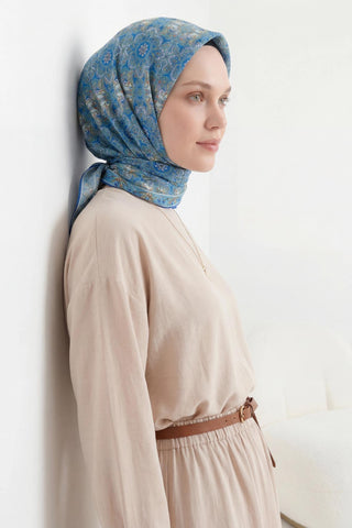 Soft Eşarp Mavi 90x90 - Soft Eşarp - | Silk Home