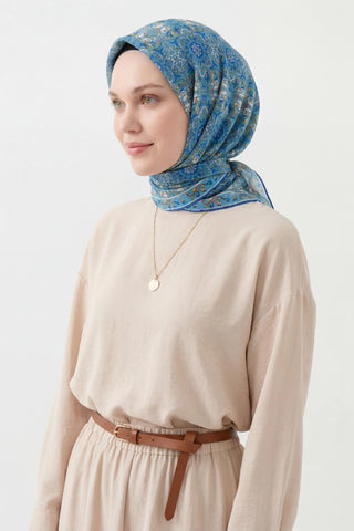 Soft Eşarp Mavi 90x90 - Soft Eşarp - | Silk Home