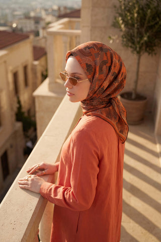 Soft Eşarp Melodi Desen Acı Kahve 90x90