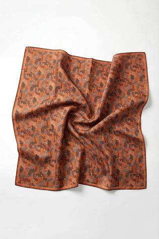 Soft Eşarp Melodi Desen Acı Kahve 90x90 - Soft Eşarp - | Silk Home