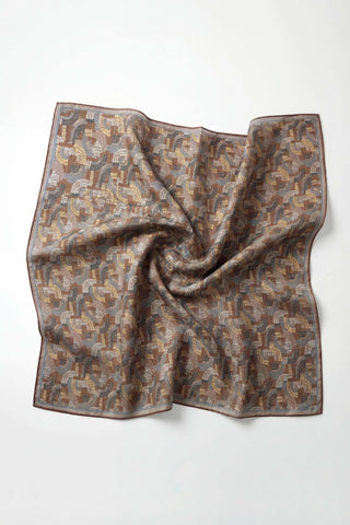 Soft Eşarp Melodi Desen Açık Kahverengi 90x90