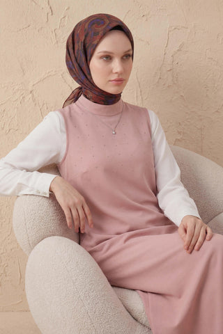 Soft Eşarp Melodi Desen Açık Kahverengi 90x90