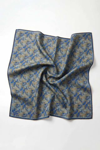 Soft Eşarp Melodi Desen Koyu Indigo 90x90 - Soft Eşarp - | Silk Home