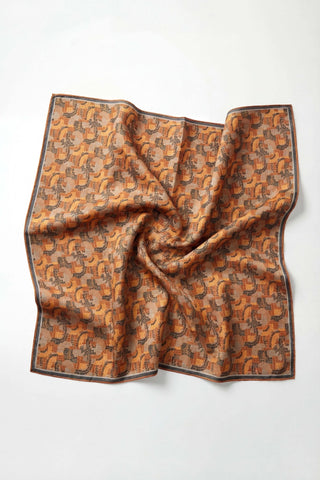 Soft Eşarp Melodi Desen Koyu Turuncu 90x90 - Soft Eşarp - | Silk Home