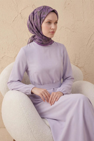 Soft Eşarp Melodi Desen Leylak 90x90