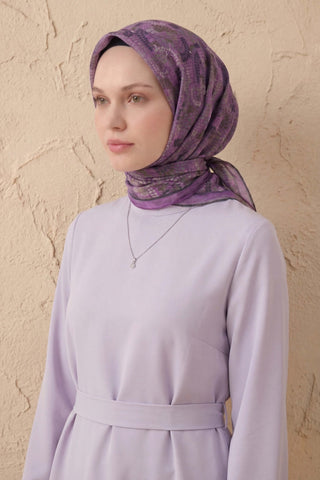 Soft Eşarp Melodi Desen Leylak 90x90 - Soft Eşarp - | Silk Home