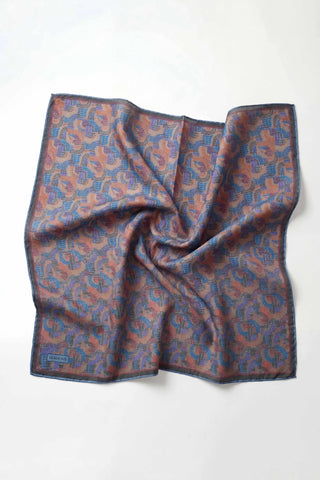 Soft Eşarp Melodi Desen Mavi 90x90 - Soft Eşarp - | Silk Home