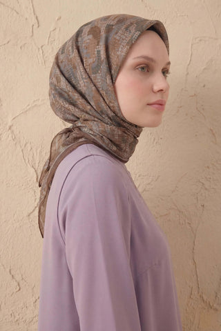 Soft Eşarp Melodi Desen Mocha 90x90 - Soft Eşarp - | Silk Home