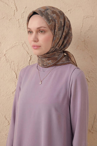 Soft Eşarp Melodi Desen Mocha 90x90 - Soft Eşarp - | Silk Home