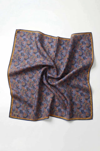 Soft Eşarp Melodi Desen Saks Mavi 90x90 - Soft Eşarp - | Silk Home