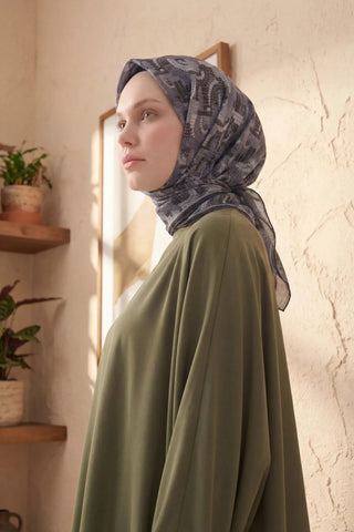 Soft Eşarp Melodi Desen Siyah 90x90 - Soft Eşarp - | Silk Home
