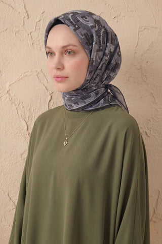 Soft Eşarp Melodi Desen Siyah 90x90 - Soft Eşarp - | Silk Home