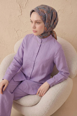 Soft Eşarp Melodi Desen Turuncu 90x90 - Soft Eşarp - | Silk Home