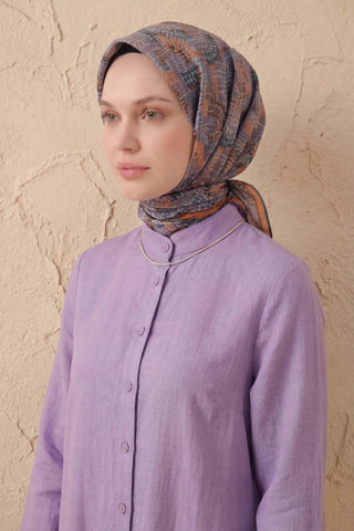 Soft Eşarp Melodi Desen Turuncu 90x90 - Soft Eşarp - | Silk Home