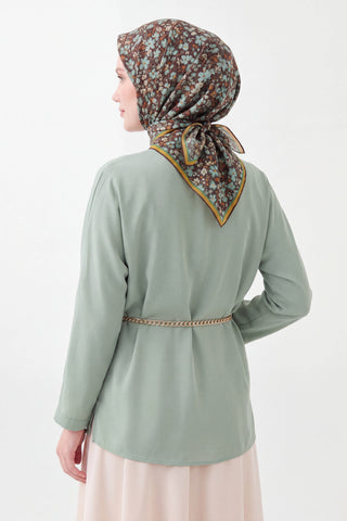Soft Eşarp Mini Floral Acı Kahve