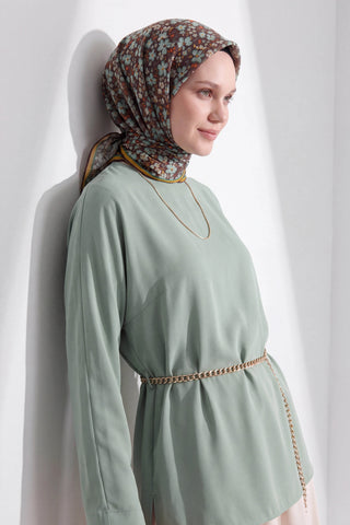 Soft Eşarp Mini Floral Acı Kahve