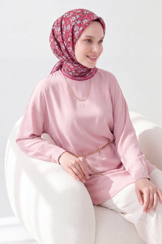 Soft Eşarp Mini Floral Bordo