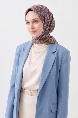Soft Eşarp Mini Floral Çikolata Kahve