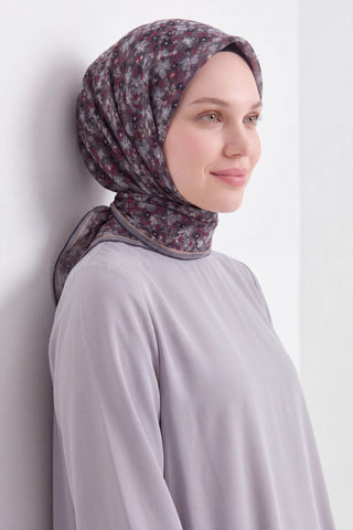 Soft Eşarp Mini Floral Füme