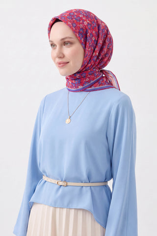 Soft Eşarp Mini Floral Fuşya
