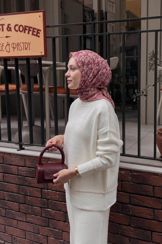 Soft Eşarp Mini Floral Gri