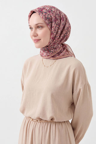 Soft Eşarp Mini Floral Gri