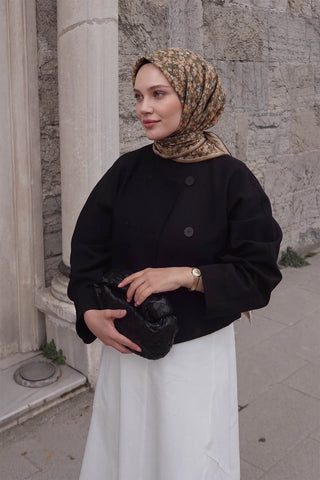 Soft Eşarp Mini Floral Haki