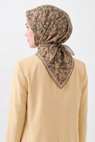 Soft Eşarp Mini Floral Haki