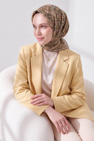 Soft Eşarp Mini Floral Haki