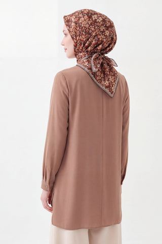 Soft Eşarp Mini Floral Kahverengi