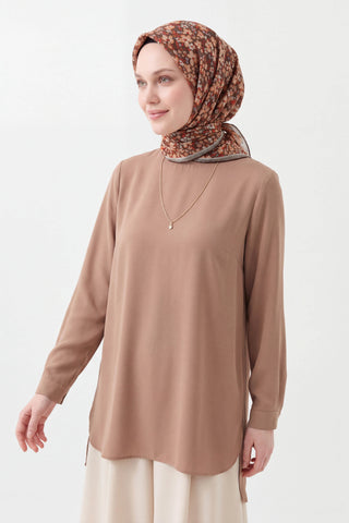 Soft Eşarp Mini Floral Kahverengi