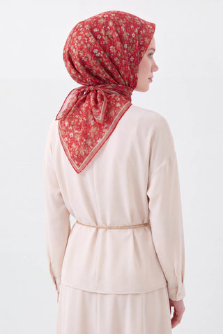 Soft Eşarp Mini Floral Kırmızı