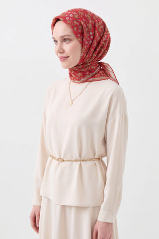 Soft Eşarp Mini Floral Kırmızı