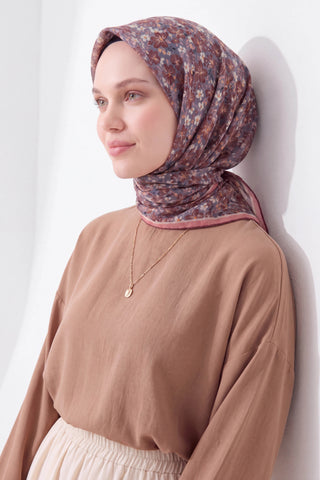 Soft Eşarp Mini Floral Koyu Gri