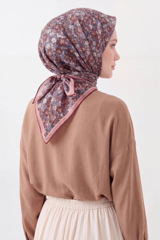 Soft Eşarp Mini Floral Koyu Gri