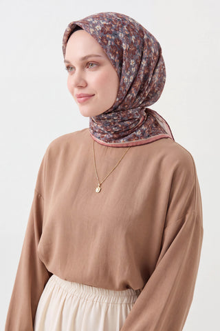 Soft Eşarp Mini Floral Koyu Gri