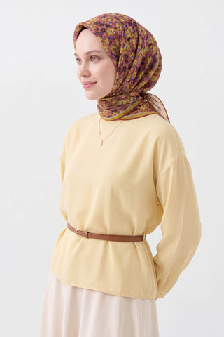 Soft Eşarp Mini Floral Koyu Gülkurusu