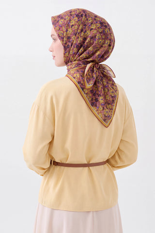 Soft Eşarp Mini Floral Koyu Gülkurusu