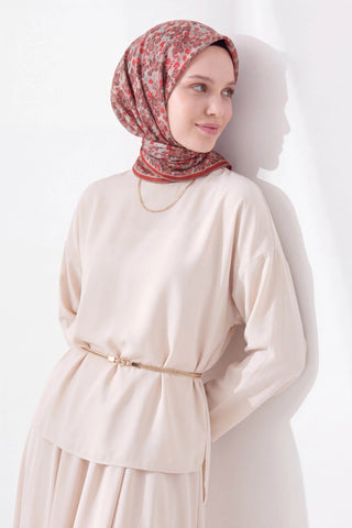 Soft Eşarp Mini Floral Koyu Kırmızı