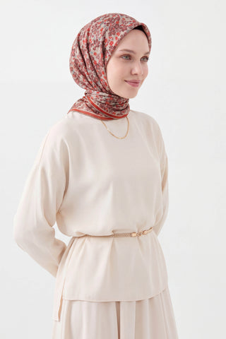 Soft Eşarp Mini Floral Koyu Kırmızı