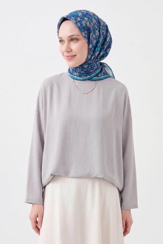 Soft Eşarp Mini Floral Koyu Mavi
